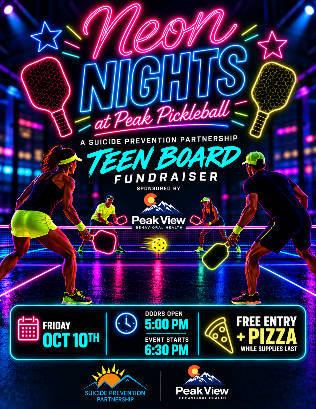 Neon Nights Teen Board Fundraiser Poster